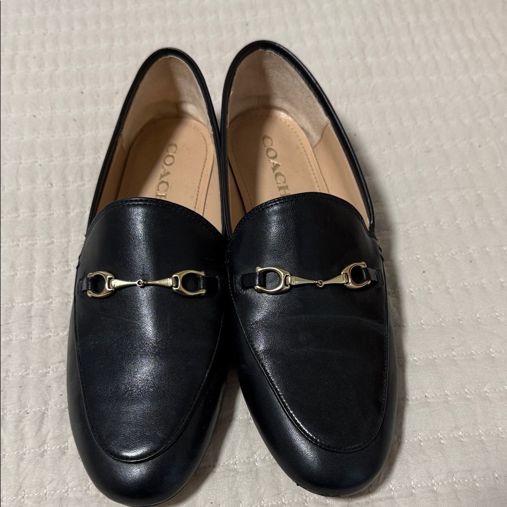 Coach Black Leather Slip-On Shoes